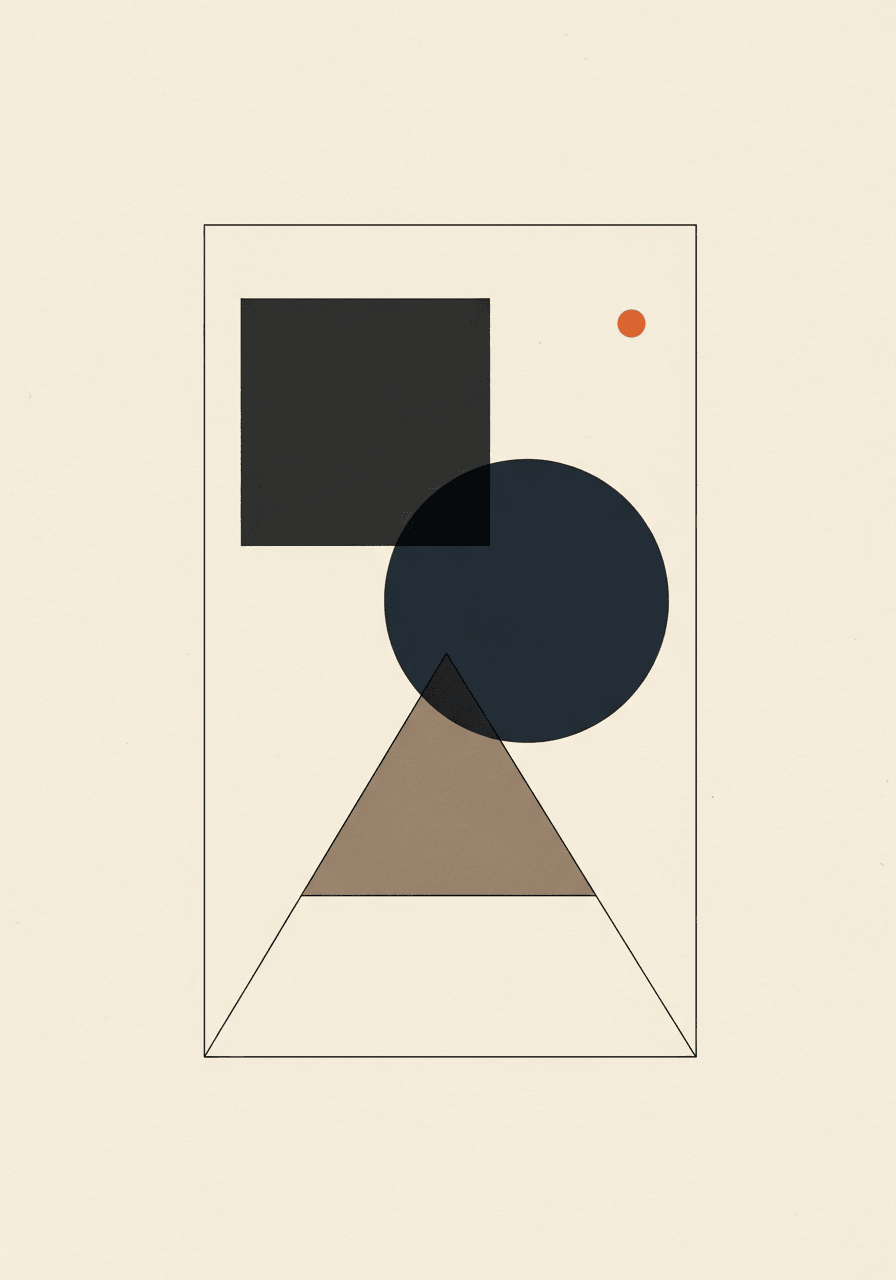 Abstract figure — three forms gathered inside one boundary: compute, counsel, and capital in one room